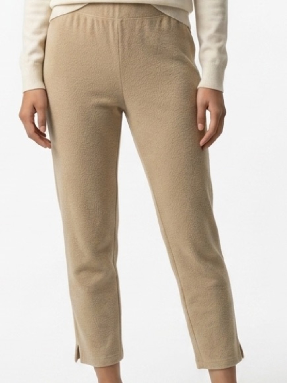 Eileen Fisher Beige Cropped Pull-On Knit Pants